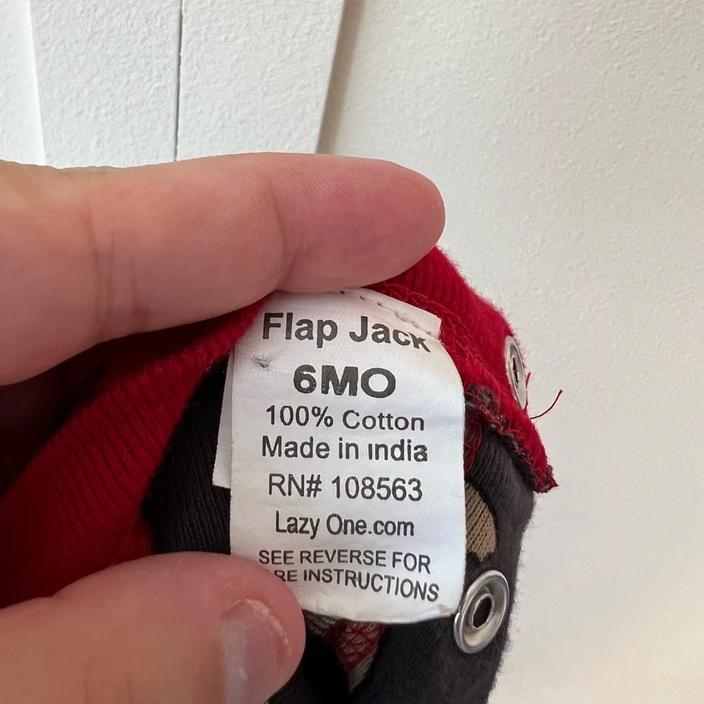 Lazy One Baby Don’t‎ Moose With Me One Piece Flapjack Pajamas Size 6 Months